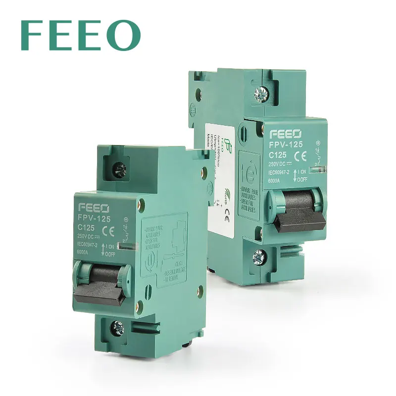 FEEO 1P FPV-125 Dc Breaker on Din Rail Electric Circuit Breaker Switch 220v MCB for Solar Protection Breaker PV CE Certification