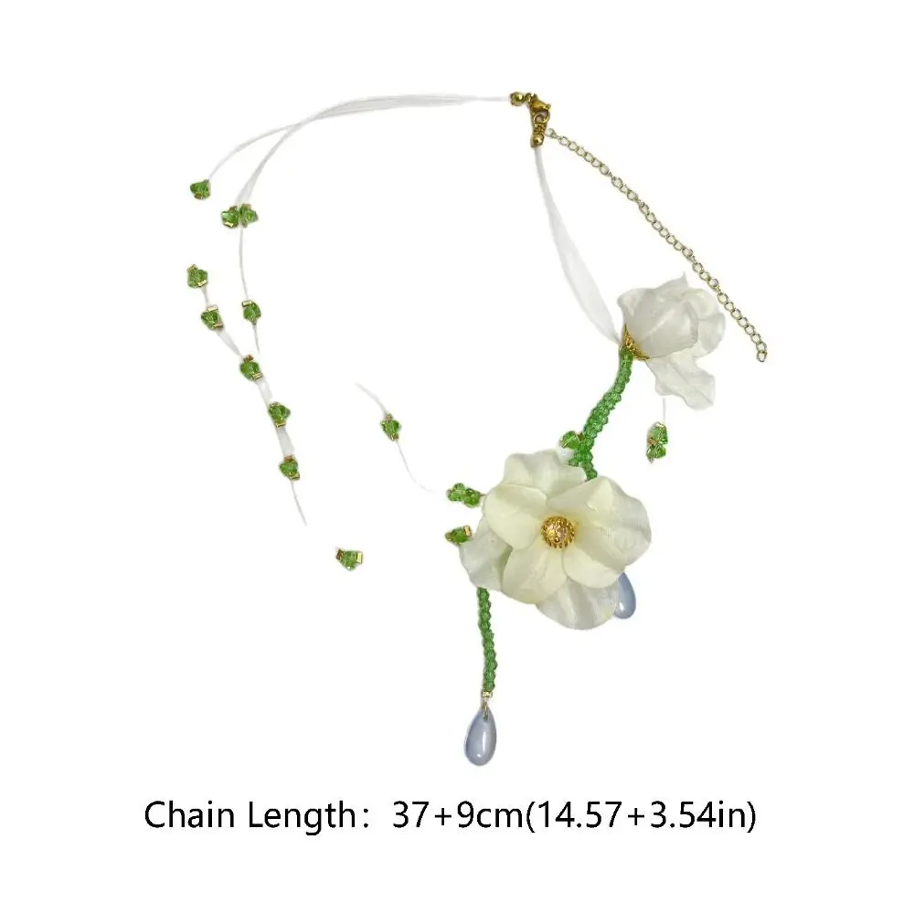 Collier de fleurs en résine fait à la main, Design minoritaire, Style coréen, boucles d'oreilles pendantes en perles, accessoires de bijoux en alliage, boucles d'oreilles à pampilles, cadeau