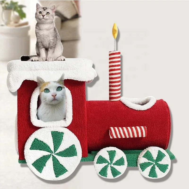 

Train Cat Catio Christmas Climbing Tree Pet Bed Multifunctional Cat Nest Scratching Post the Ultimate Cat Tree