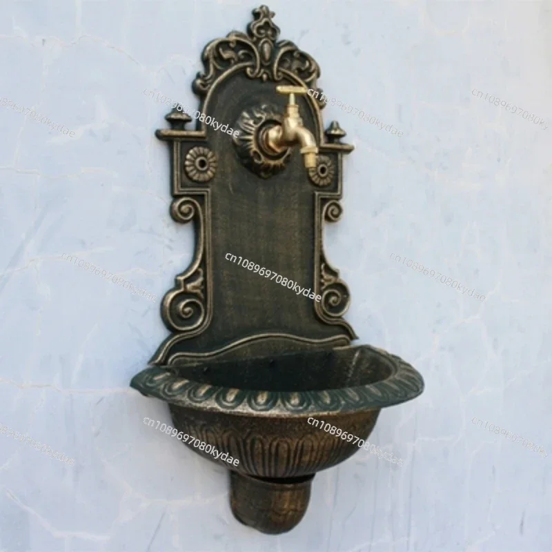 Antique Gold Cast Iron Wall Mounted Hand Sink Farm House Home Garden Decor Heavy Metal Wash Stand Handmade Wall Decor Wash Basin