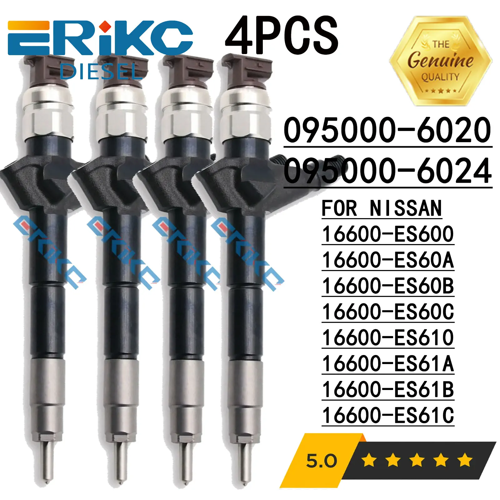 4PC 095000-6024 095000-6020 Common Rail Injector 16600-ES60A 16600-ES60B 16600-ES60C 16600-ES61C for Nissan X-Trail T30