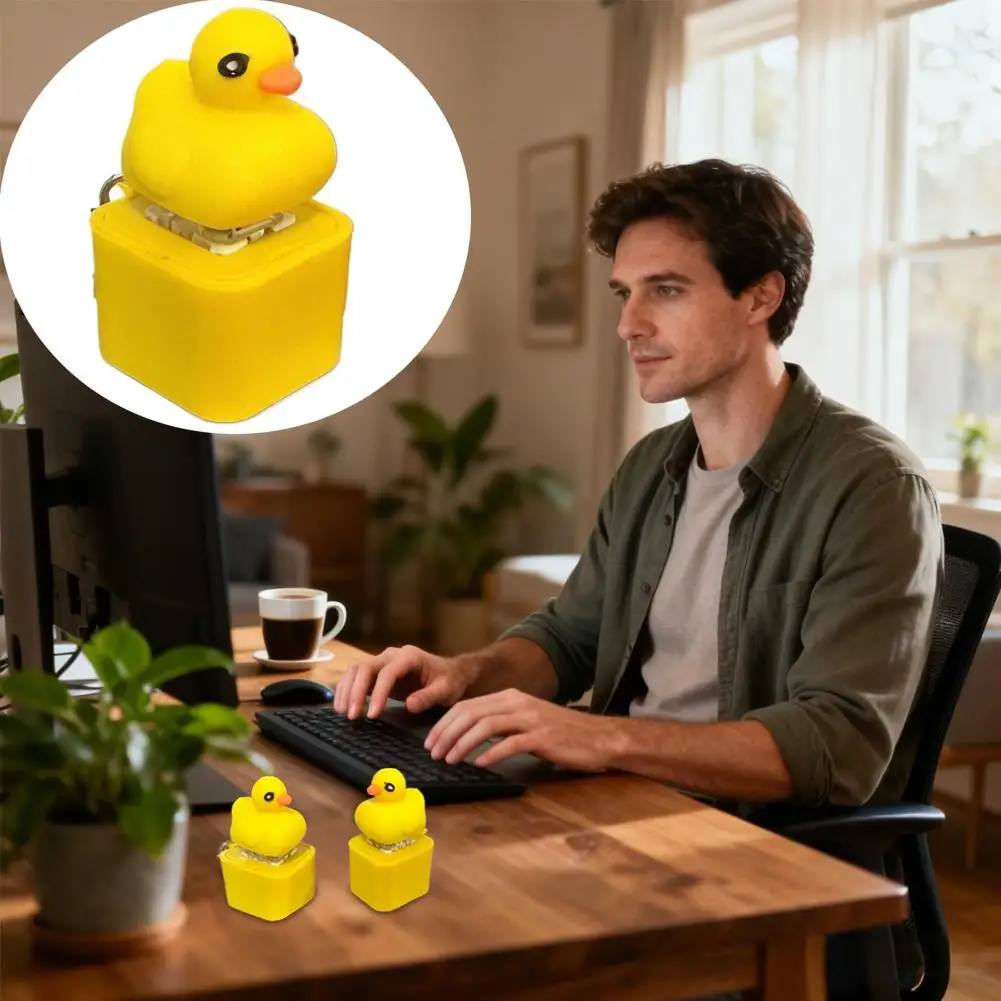 

Yellow Duck Toy Press Sound Light Keychain Cute Round Body Orange Beak Bright Visual Appeal Simple Operation Fun Sound Effects