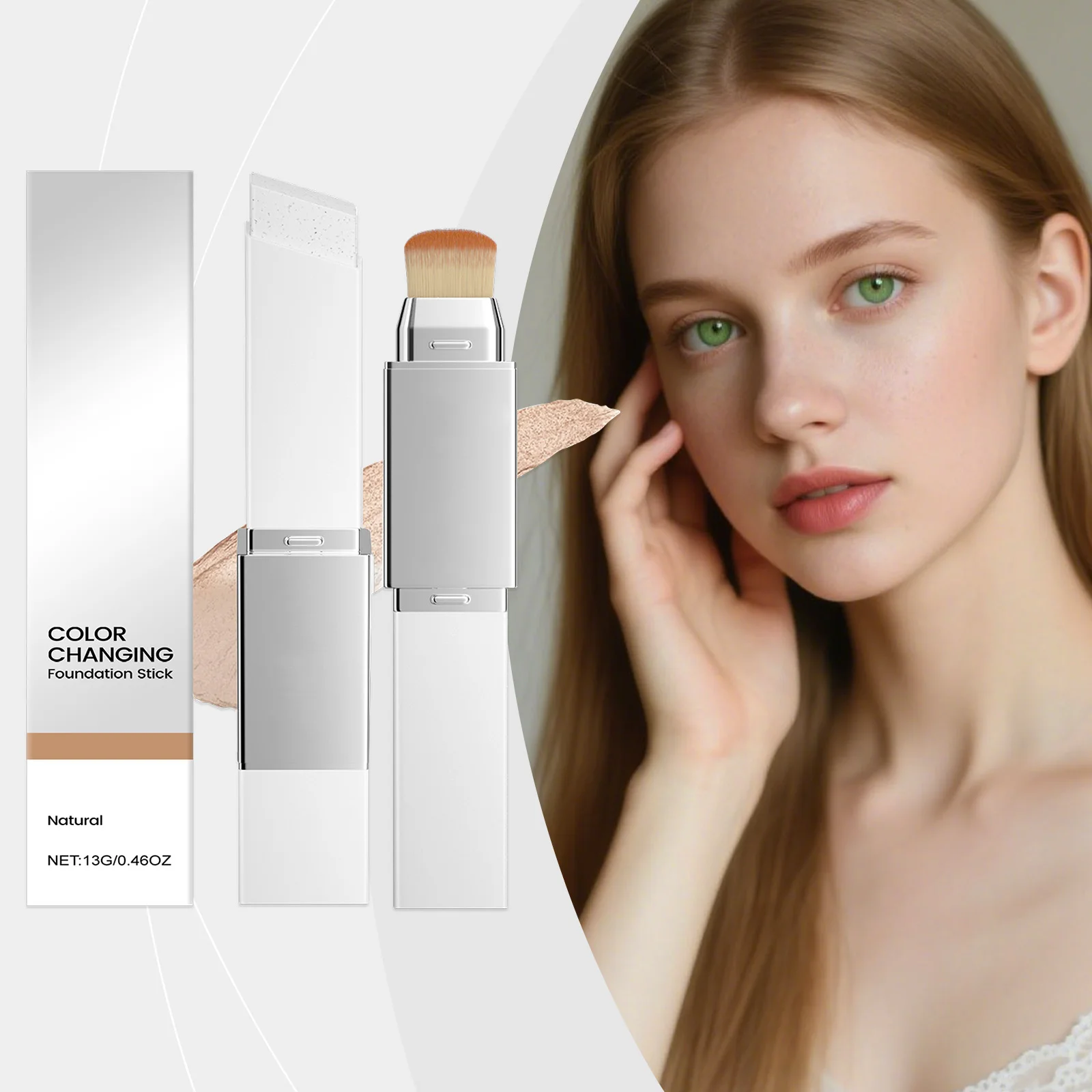 2-in-1 Foundation Stick Multifunctional Lightweight Brighten Matte Foundation Base Makeup Magic Color Changing Foundation Stick