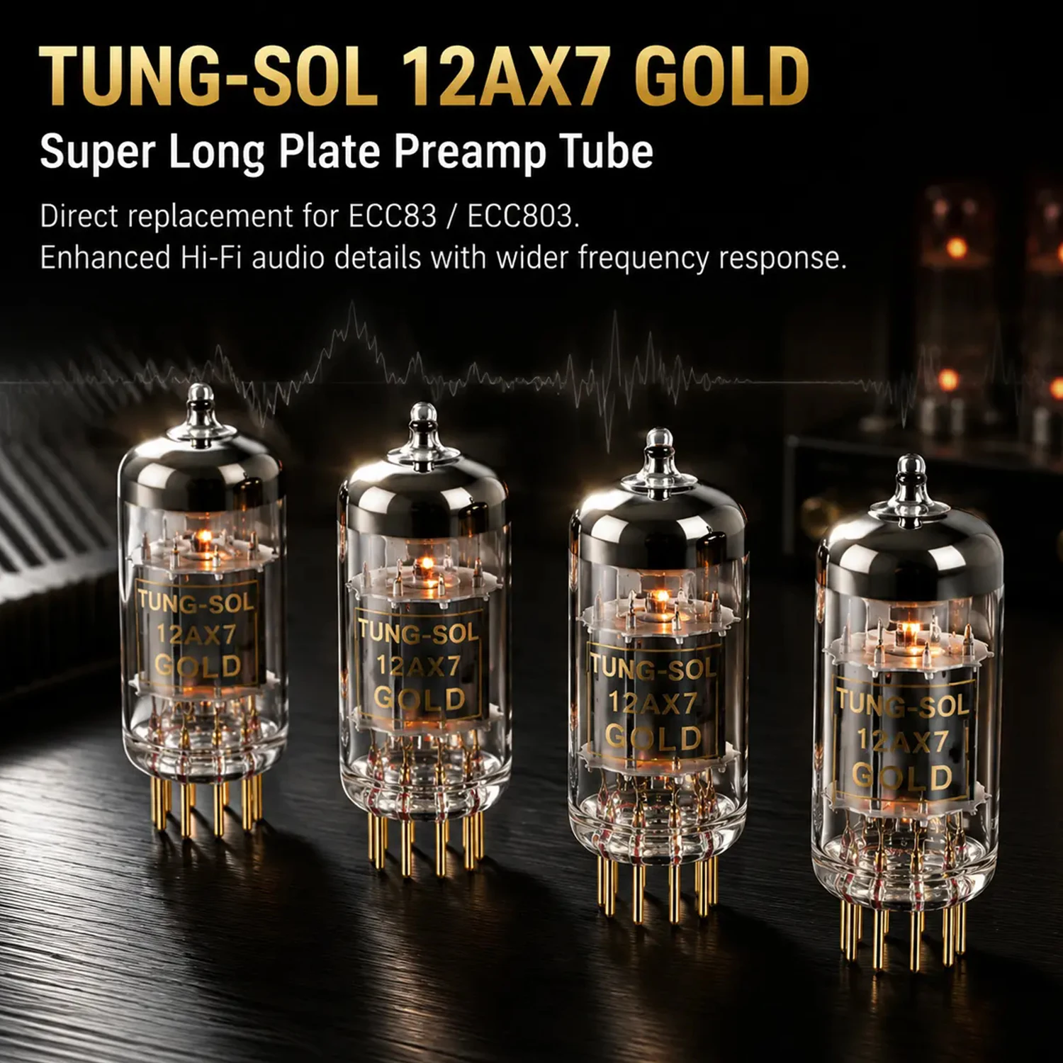 Russian TUNG‑SOL 12AX7 Gold‑Pin Vacuum Tube Replace ECC83 ECC803 Low Noise Preamp Triode for Hi‑Fi Guitar Amplifier Matched Pair