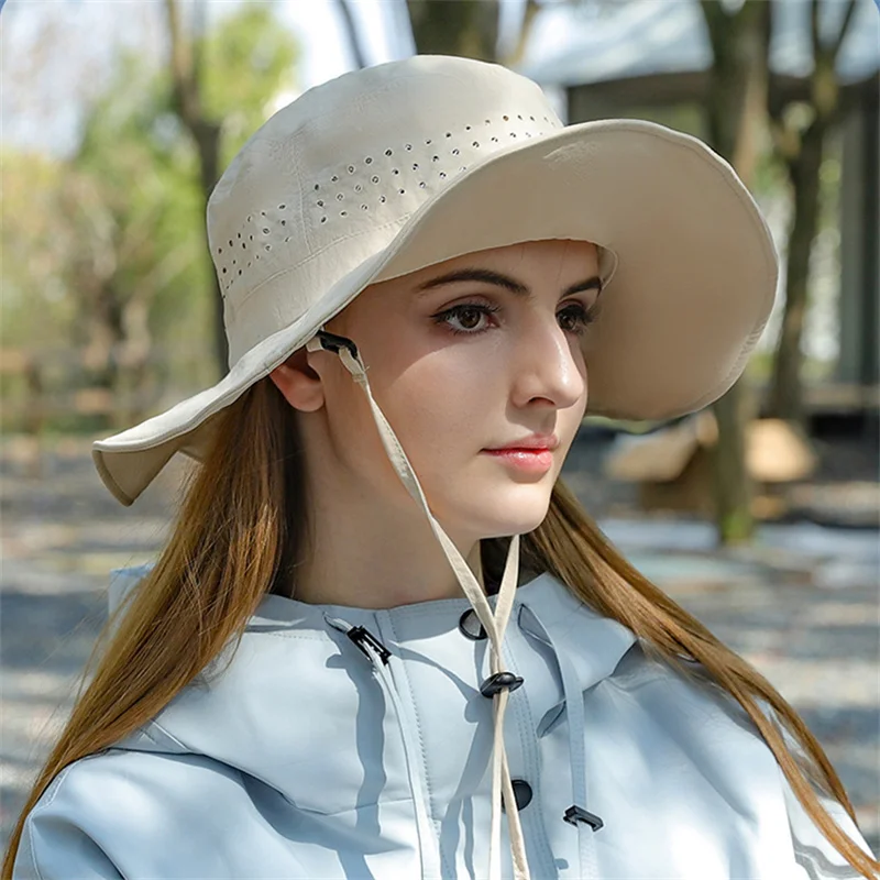 Sommerlicher Fischerhut mit breiter Krempe für Herren und Damen – Atmungsaktiver Outdoor-Freizeithut mit Sonnenschutz für Wandern und Reiten – Panama-Kappen