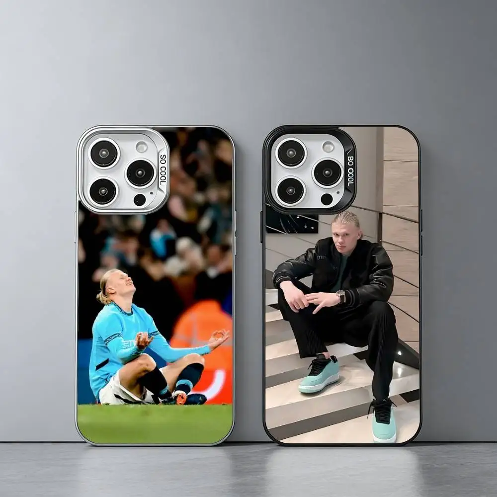 

F-Football S-Star E-Erling Haaland Phone Case For iPhone 17,16,15,14,13,12,11 Plus,Pro Max,XS,Colored silver phone case