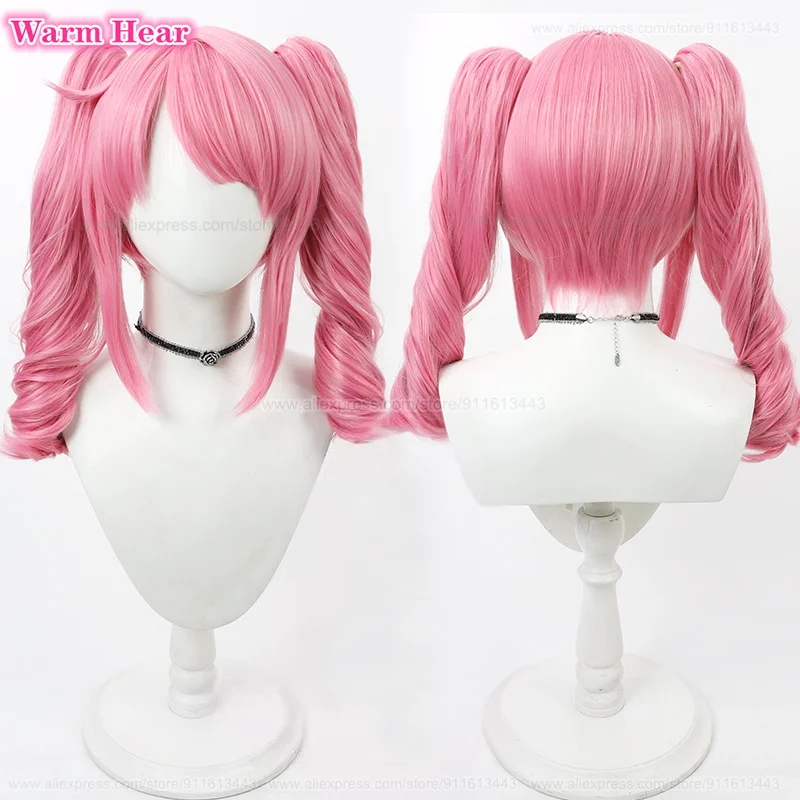 

New Anime Hanabishi Haruka Cosplay Wig Short 30cm Pink Double Ponytail Wig Magia Magenta Heat Resistant Synthetic Wigs Halloween