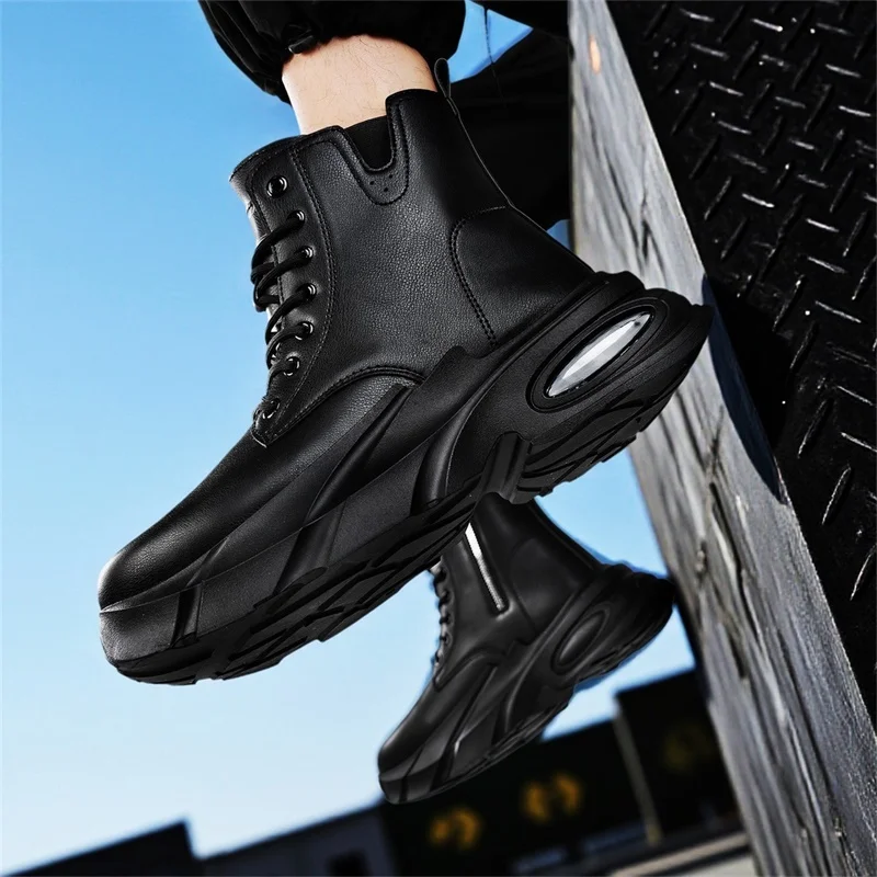 Stivali casual da uomo stivali alti in pelle da uomo quattro stagioni moda stivaletti da moto antiscivolo con suola spessa per uomo Botas