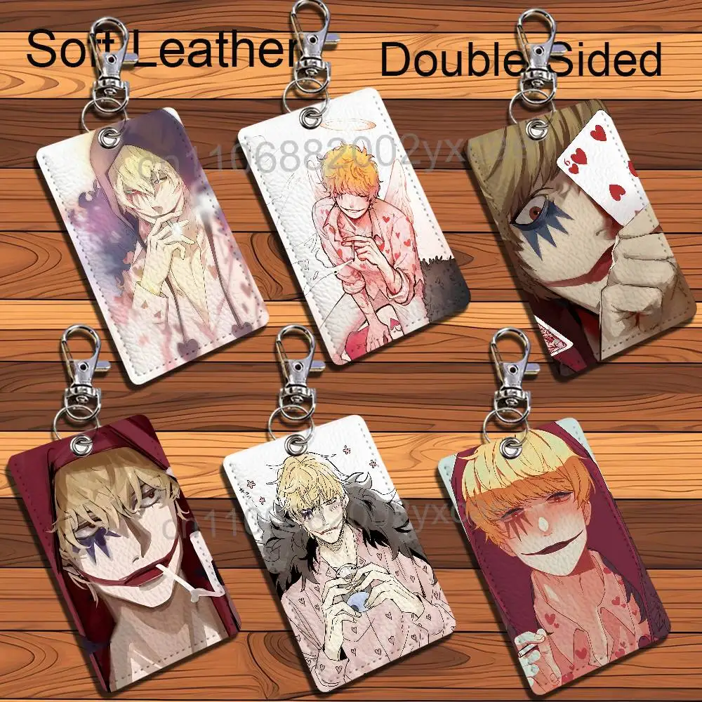 Porta credenciales de cuero con diseño de corazón rojo y cordón - Porta tarjetas de identificación/accesos, accesorio para llavero, opción de regalo