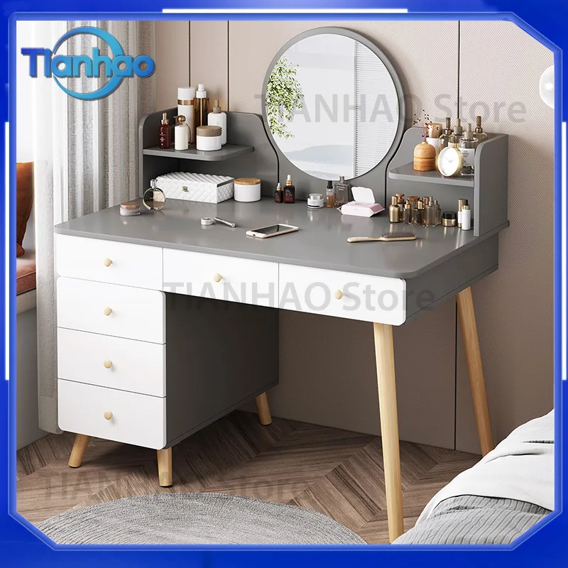 Compact Nordic Minimalist Vanity Table for Small Spaces Bedroom Makeup Desk Light Luxury Dressing Table for Home Use