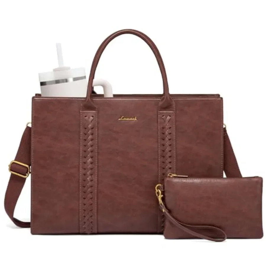 

Vintage Leather Handbag for Women Professional 17 inch Laptop Bag Waterproof Computer Briefcase