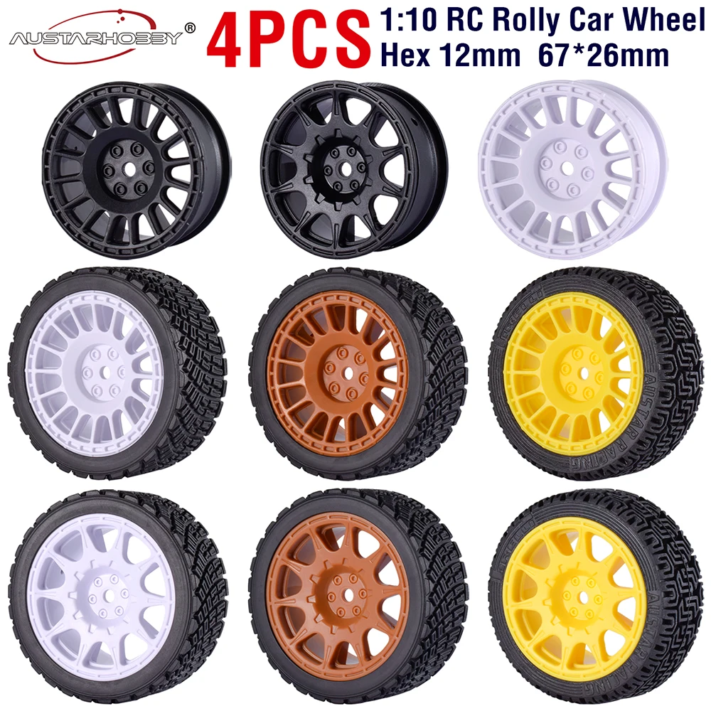 AUSTARHOBBY 12mm Hex RC Wheels and Tires 1/10 for Rally Car Truck Drift On-Road Racing Car Tamiya TT02 Traxxas HSP HPI RedCat