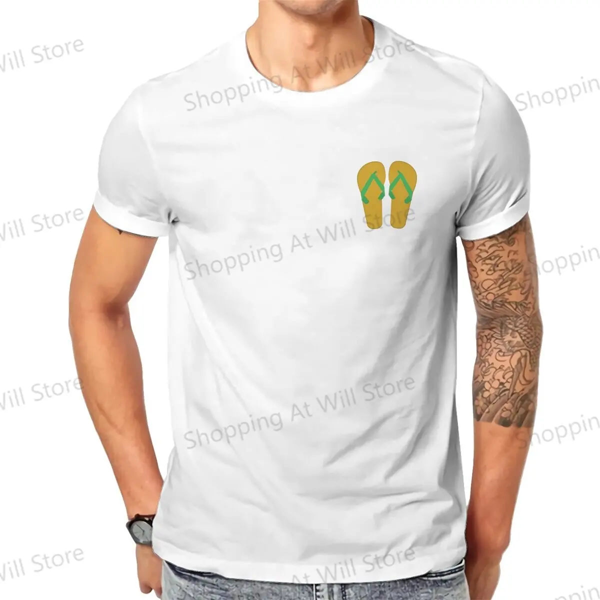 Tops 100% Cotton Fun Fashion Summer flip flop Men's and women's T-shirts   Tshirt Top