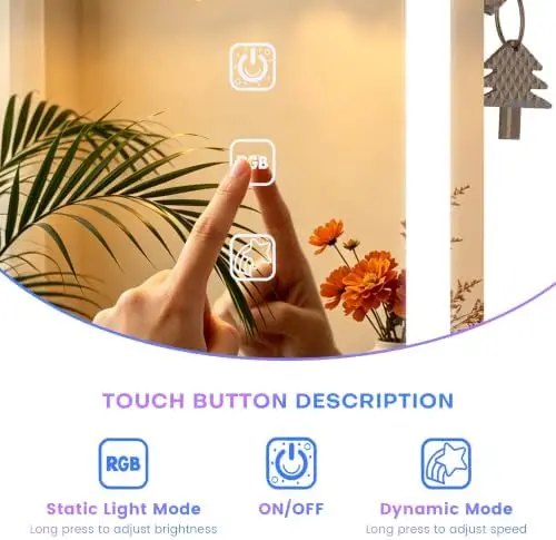 47.2" RGB Lockable Mirror Jewelry Cabinet,Wall Door Hanging Organizer,White | Jewelry Organizer with Lock, Large view 6