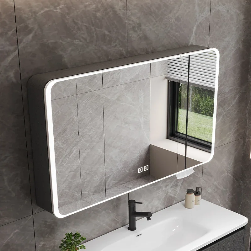 Nordic Touch Bathroom Cabinets Wall-mounted Modern Intelligent Bathroom Cabinets Defogging Home Furniture Armadi Specchi HBMC