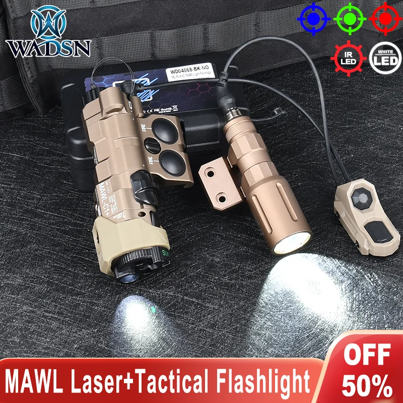 Wadsn Tactical Metal Mawl C1 Laser IR Red Green Dot M600C Flashlight PLHv2 Scout Light UNAxon Dual Function Pressure Switch