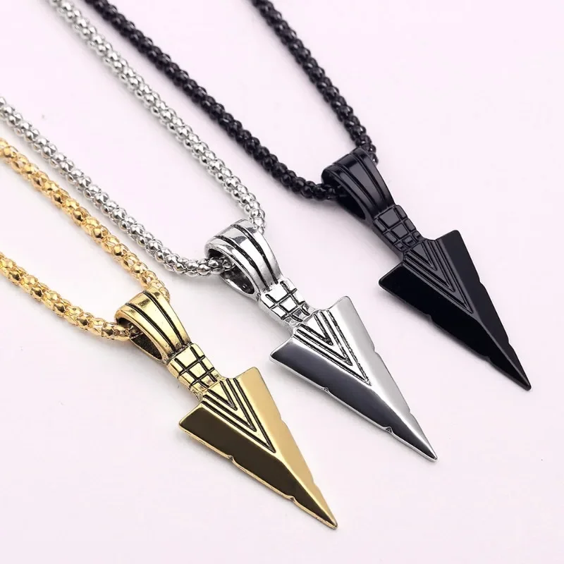 Personalized Domineering Triangle Spearhead Men's Couple Alloy Retro Hip-hop Arrow Necklace Pendant Jewelry