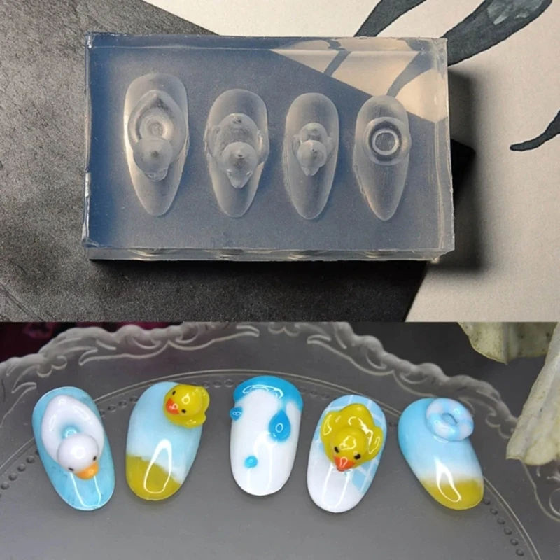 Silicone Nail Art Molds DIY Nail Art Decortive Mold Cute Duck Resin Casting Molds for Women Girls Nail Decoration