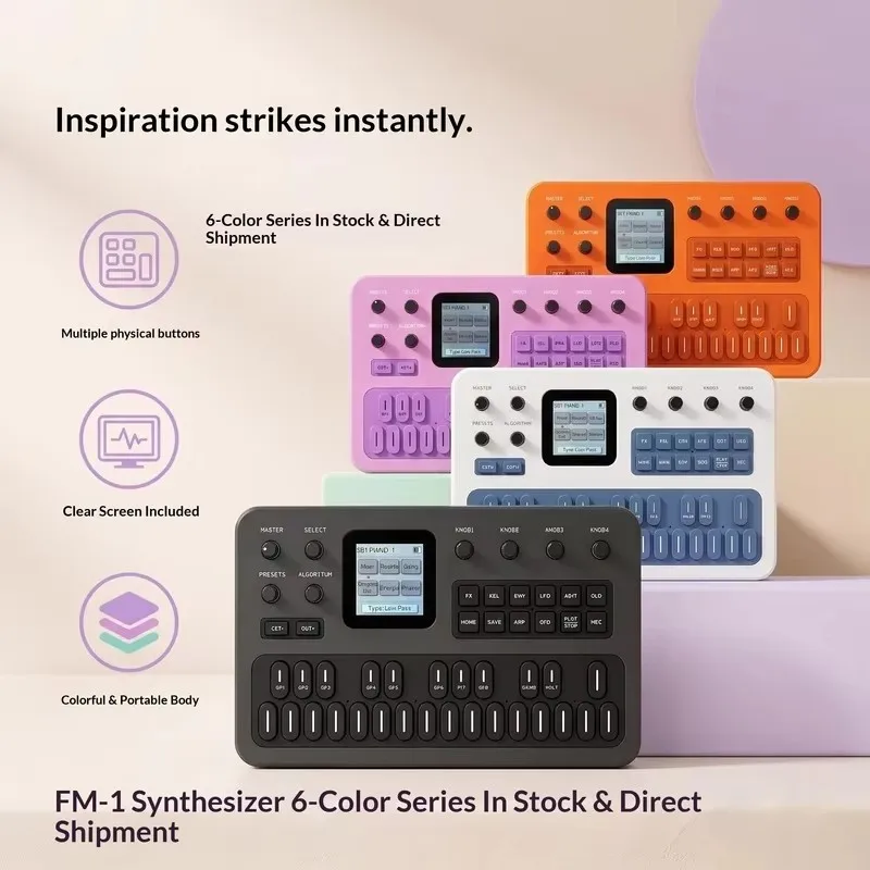 M VAVE, synthétiseur FM portable, pédale d'effets, batterie 12H, 6 opérateurs, 32 algorithmes, 128 presets, haut-parleur intégré pour la musique