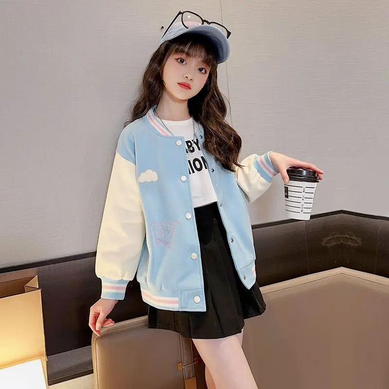 

Girls' Baseball Jacket 2025 Spring Autumn Trendy Korean Style Kids' Tops for Medium Large Children Stylish Outdoor Jacket