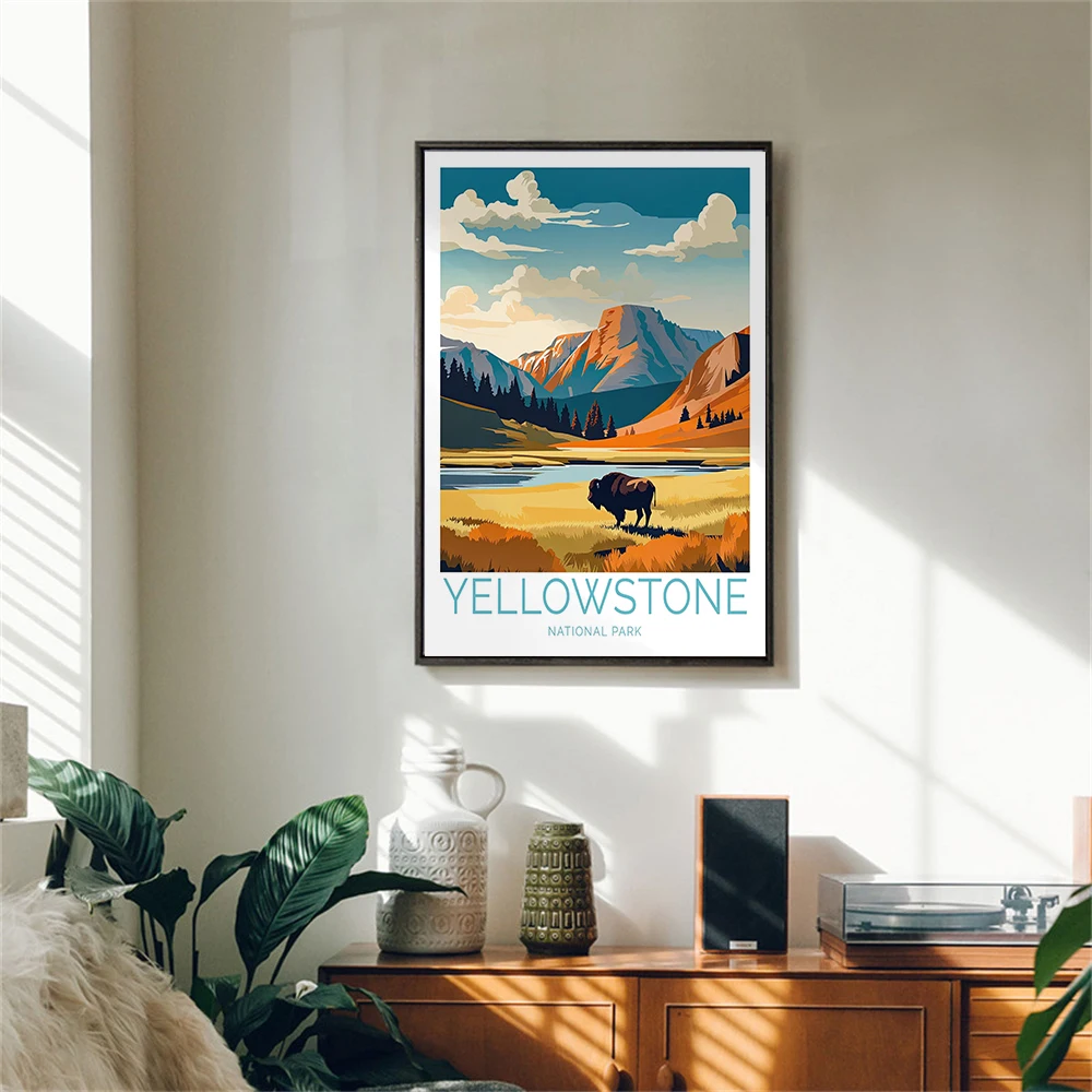 Yellowstone National Park Prints Yellowstone Travel Posters Home Decor Canvas Painting Print Art Posters Modern City Travel Gift