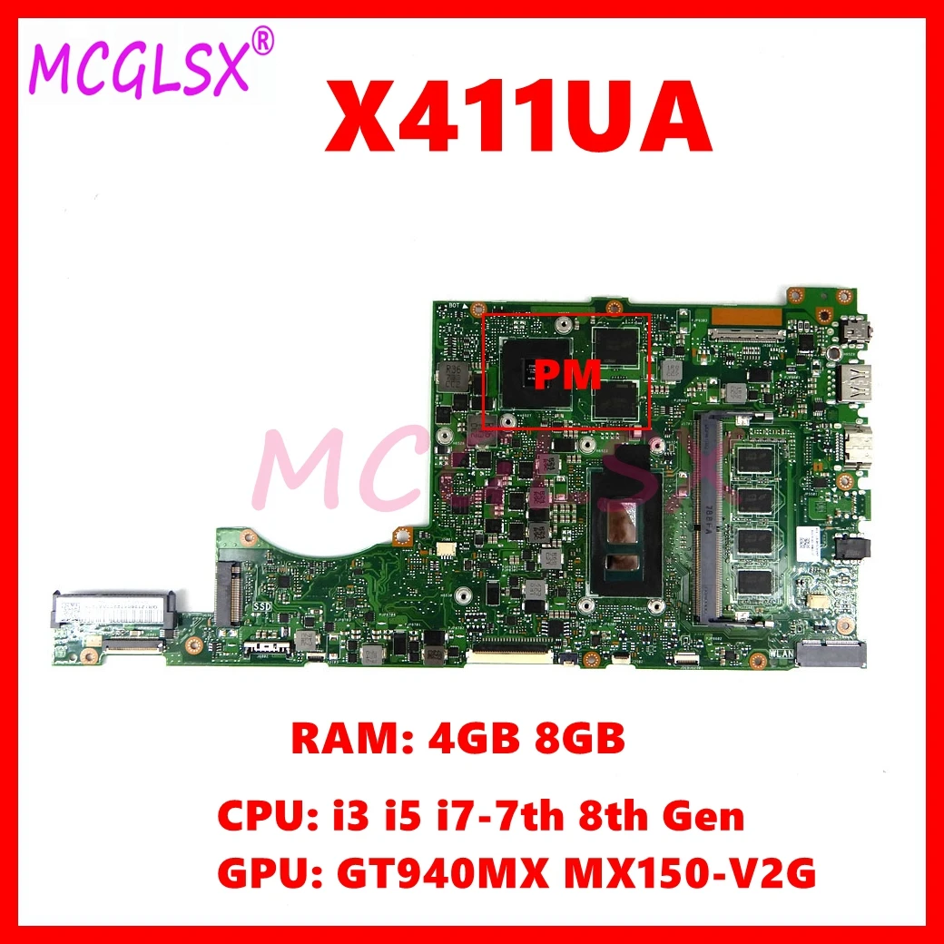 X411UA 4415U/I3/I5/I7 CPU 4G-RAM Tái Bản: 3.1 Notebook Mainboard Cho Asus X411UA X411UAS X411UF X411UN X411UQ Laptop Bo Mạch Chủ Sử Dụng