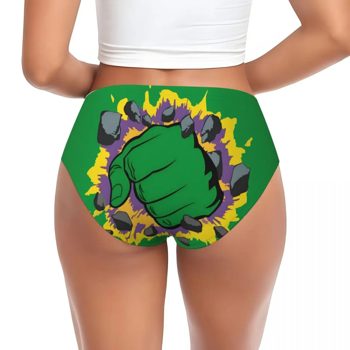 Calzoncillos de la ropa interior de Manga del estiramiento femenino de las bragas breves cómicas de Hulk de las mujeres personalizadas