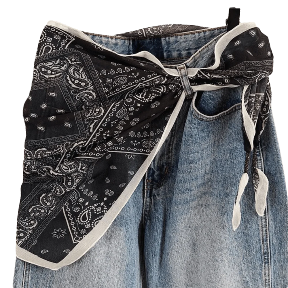 New Multi-functional Floral Triangle Scarf cotton Tie-Dye Waist Belt Floral Triangle Ethnic Print Scarf Summer
