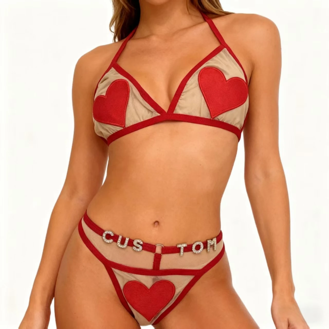 

Custom Thongs Bikini with Name Customized Panties Women Name Thong CHarm Letters Underwear Set Triangle Bra Top Gift for Girl