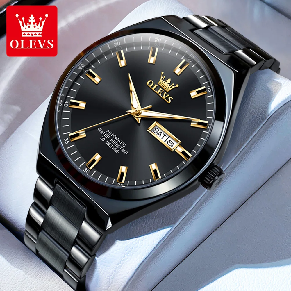 OLEVS Original Men\'s Watch Mature Leisure Luminous Calendar Week Automatic Mechanical Wrist watch for Men Relojes Hombres