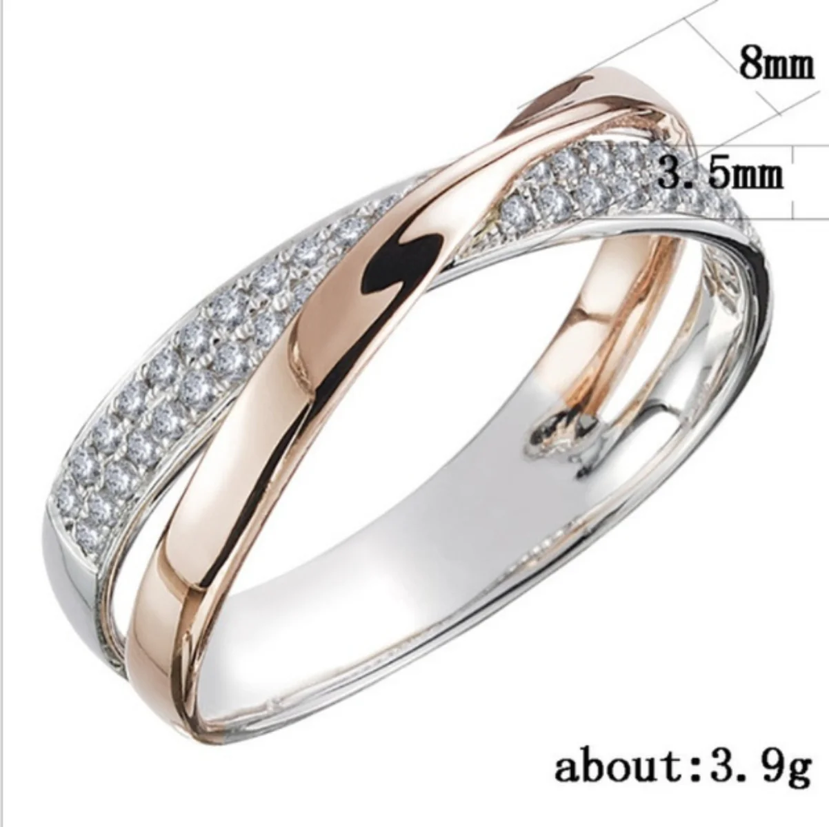 E-commerce Hot Sale Simple Fashion X-shaped Diamond Inlaid Women's Ring Ring Manufacturer Wholesale Undertake A Large Order 1$