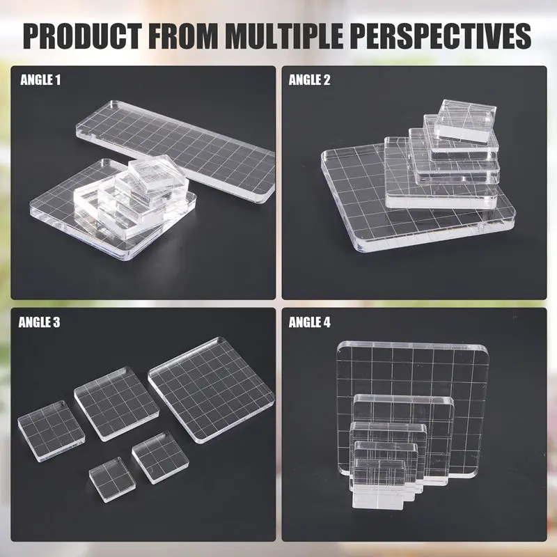 

Набор из 6 акриловых прозрачных штамповочных блоков с сеткой для скрапбукинга и рукоделия