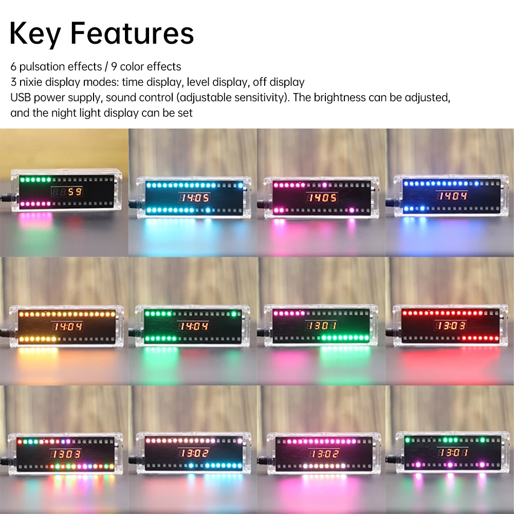 لتقوم بها بنفسك طقم الساعة الرقمية التحكم الصوتي الموسيقى الطيف عرض RGB LED لحام مشروع ممارسة لحام لتقوم بها بنفسك عدة إلكترونية #3