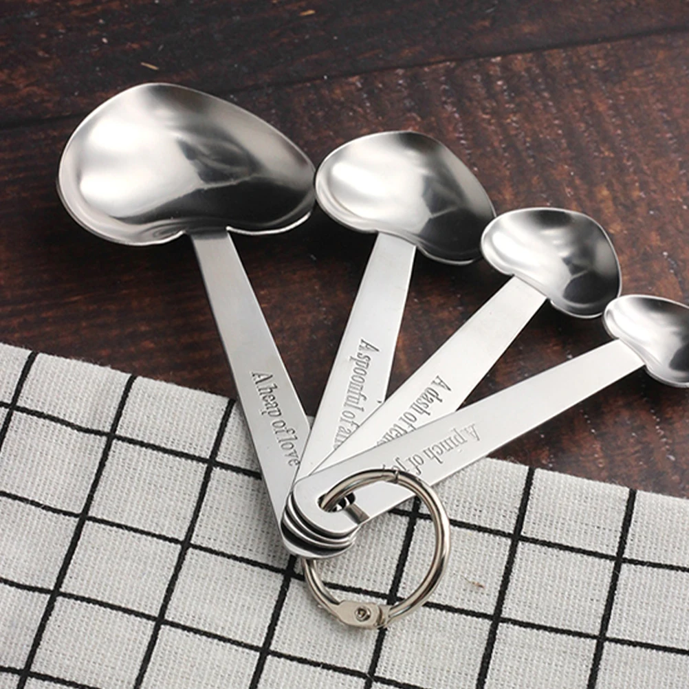 

Measuring Spoon Set Kitchen Spoons Baking Heart Shaped Stainless Steel Heart-shaped Metal