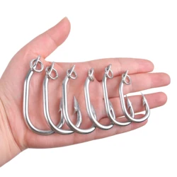 30Pcs 60Pcs Tuna Fishing Hooks Stainless Steel Heavy Duty Big Game Strong Bent Saltwater Jig Fishing Hook with Action Ring