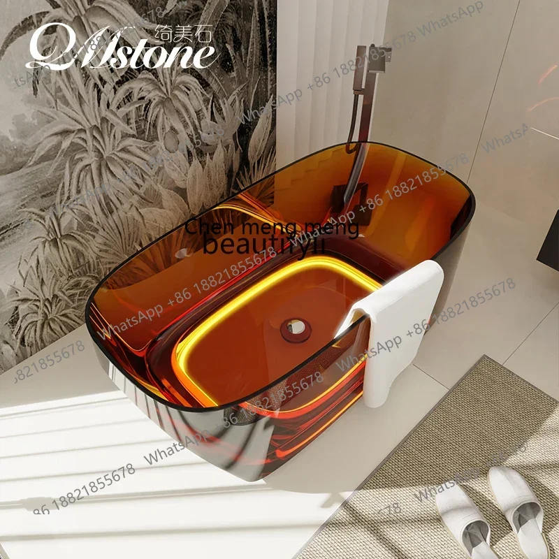 X Q Qimeishi artificial stone oval pure resin color transparent crystal bathtub freestanding bathtub