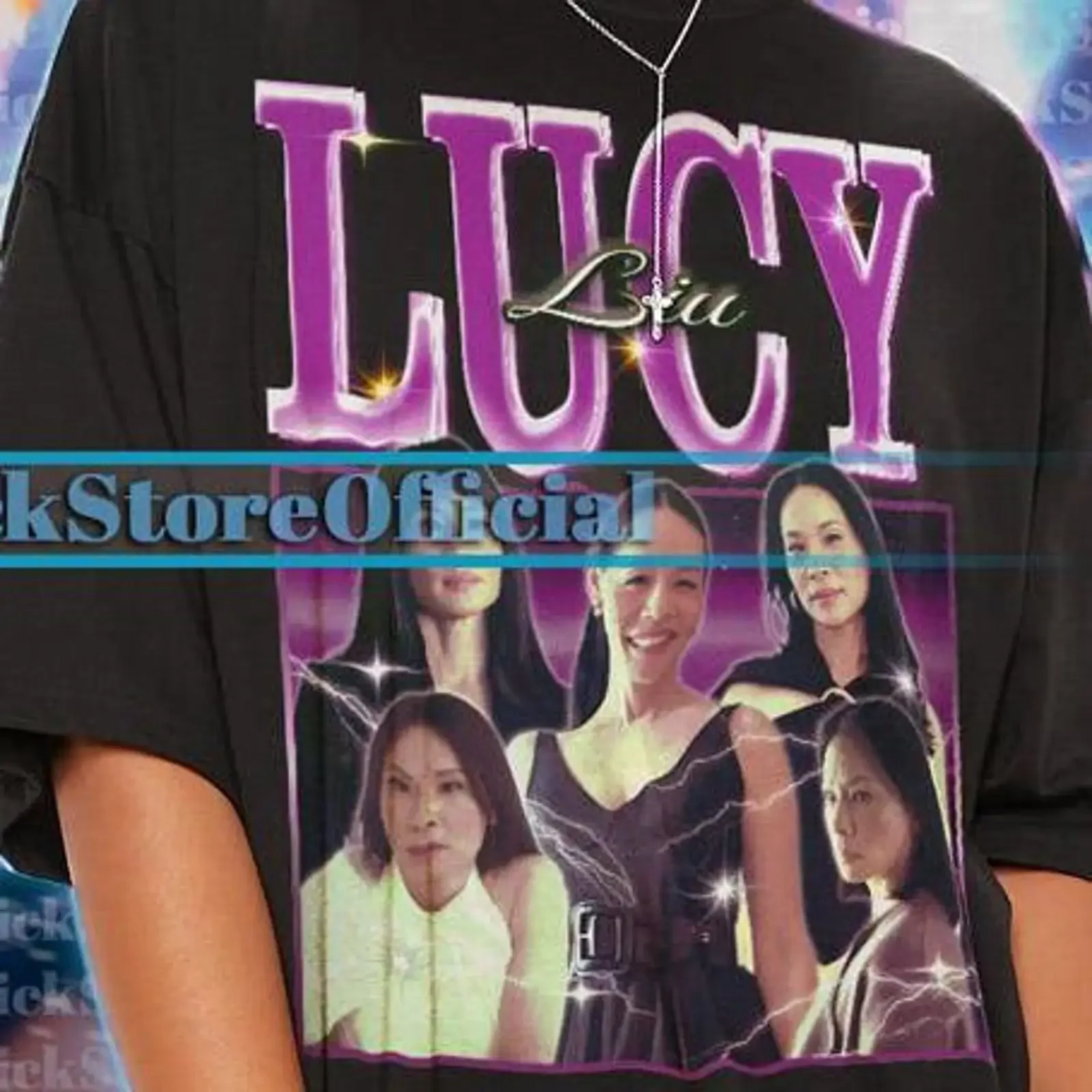 Retro 90s Lucy Liu Bootleg T Shirt Oversized Casual Actor Merch For Fans vintage Washed Slightly Versatile Breathable