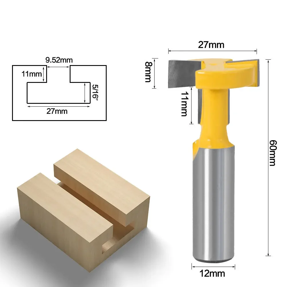 1Pc 12mm 12.7mm Shank T-Slot And T-Track Sloting Wood Router Bit Woodworking Tenon Milling Cutter Tools Woodworking Tools