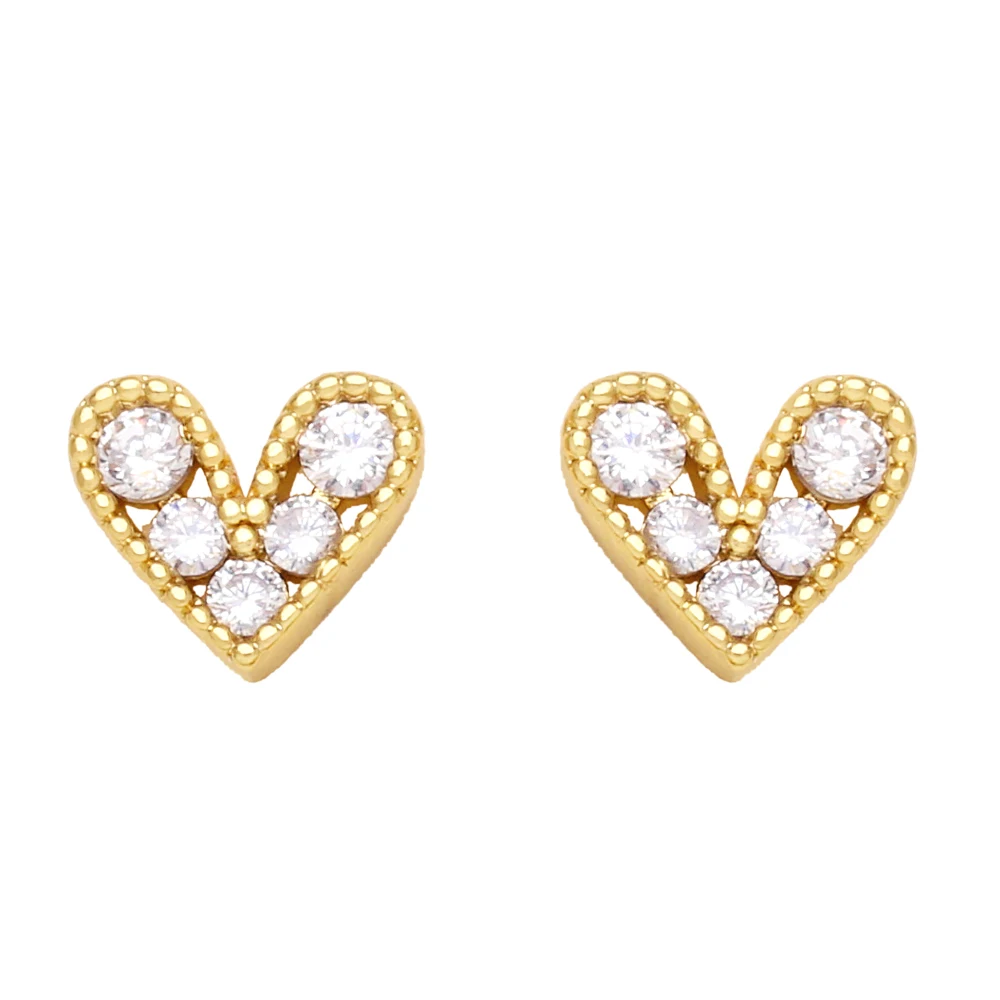 Small Fuchsia Heart Stud Earrings for Women Girls Valentines Day Crystal Ear Studs Gold Plated Jewelry pendientes mujer ersy89