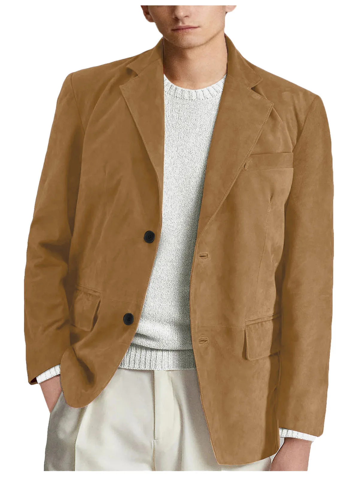 Mens Jacket Fashion Suede Solid Color Man Clothing Formal Work Leisure Slim Fit Wedding Dress Blazer Sport Male Coat