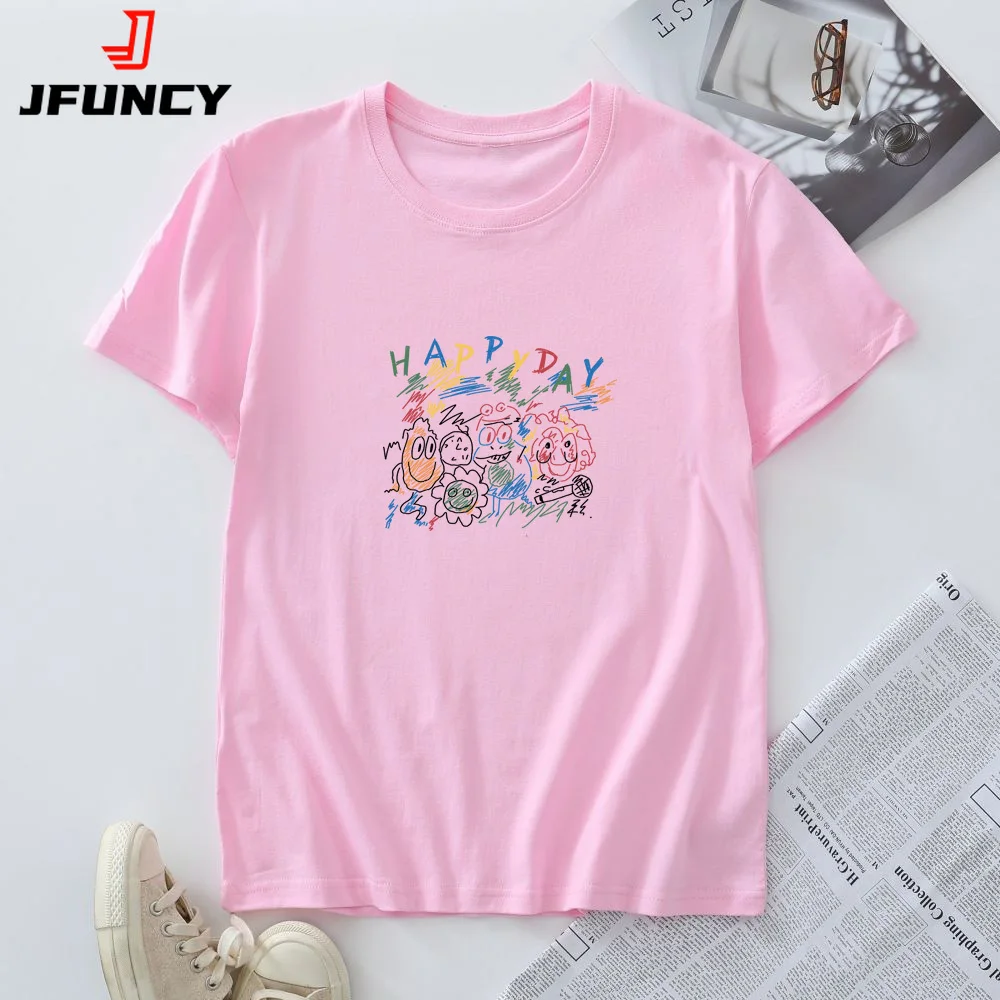 

Women Tees 100% Cotton T Shirt Summer Women's Top Fashion Graffiti Style Graphic Clothing Oversized Short Sleeve Tshirt