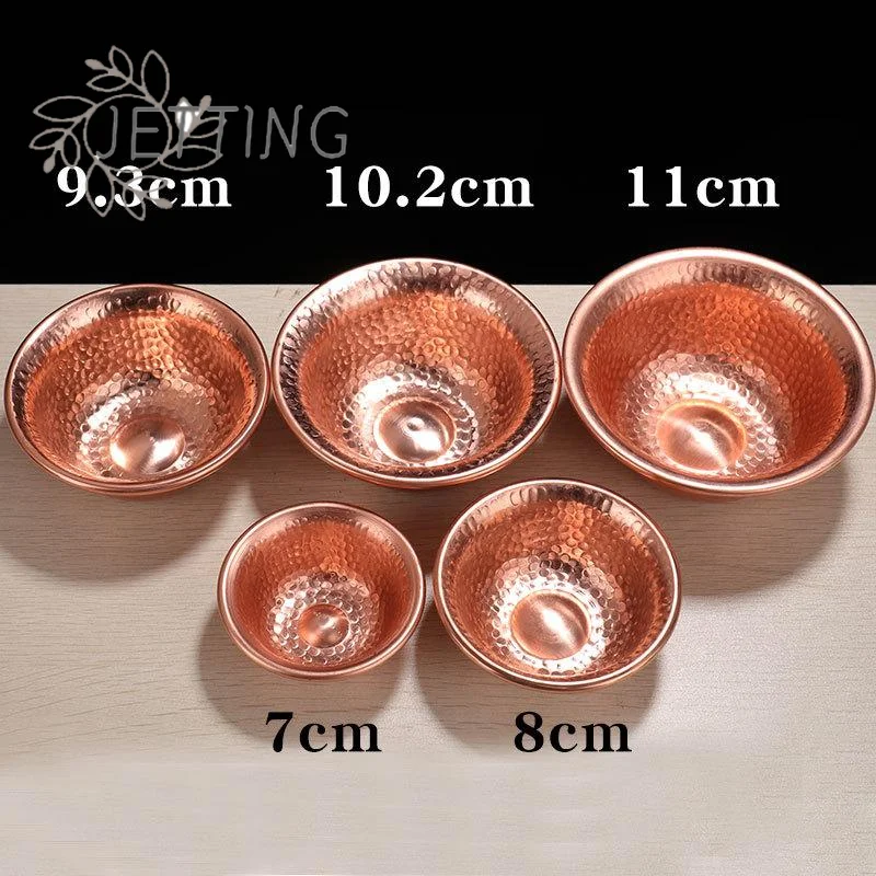 (DP11)Handcrafted Red Copper Water Supply Bowls With Hammered Texture And Multiple Sizes Perfect For Altar Offering Home Decor