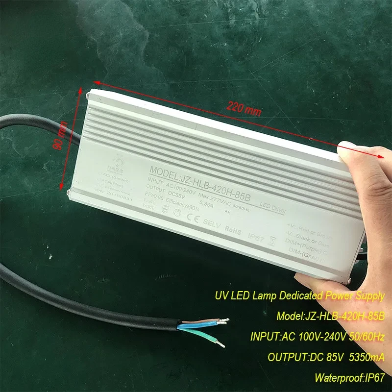 

5.35A 420W IP67 Waterproof Constant Current Source For UV LED Module Gel Curing Lamps INPUT AC 100V-240V OUTPUT DC 85 V 5350 Ma