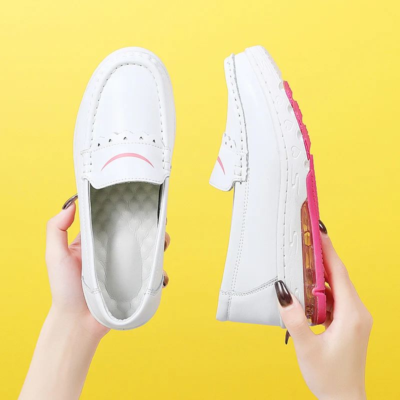 women sneakers Air-Cushioned Nurse Shoes Thick-Heeled Slip-On Breathable Comfortable Hospital Work Shoes Anti-Slip Lightweight