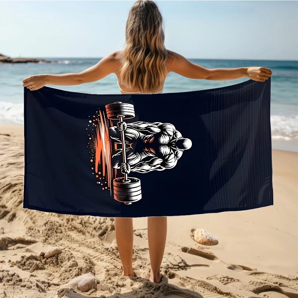 1PC Gym Weightlifting Beach Towel, Quick-Dry Polyester, Lightweight Soft for Swimming, Surfing & Camping, Unisex Travel Accessor