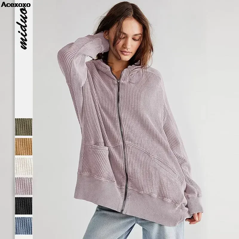 

2023 autumn and winter new women's fashion casual cardigan outside zipper haute couture hoodie