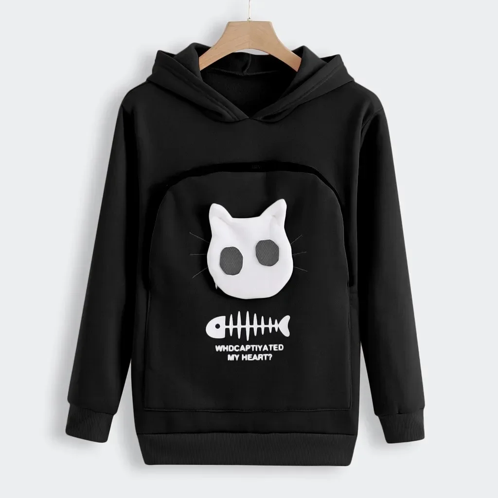 Autumn Hoodies Sweatshirt Women / Men Animal Pouch Hood Pullover Blouse Tops Lady Carry Dogs and Cats Breathable Sweatshirts