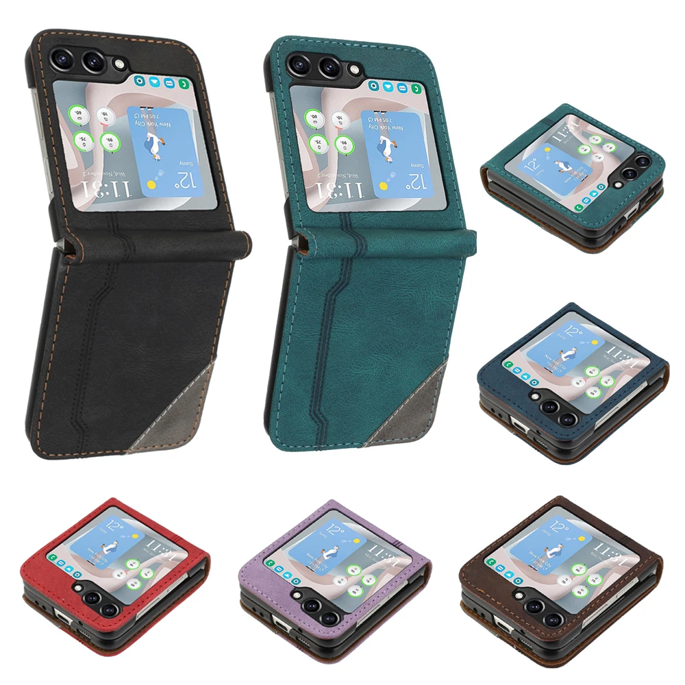 

Деловой кожаный чехол премиум-класса для Samsung Galaxy Z Flip 6 5 4 3, слот для кредитных карт, чехол для телефона, противоударная броня, 6 цветов