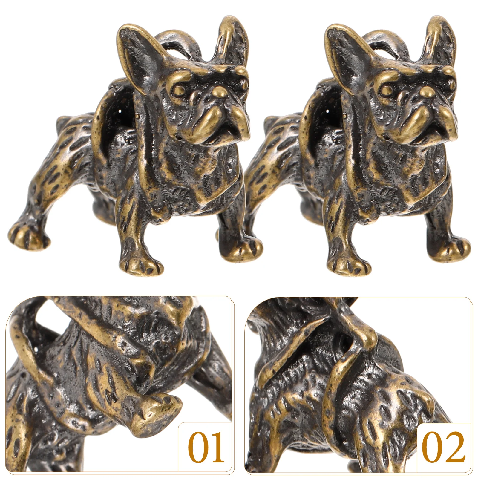 

2pcs Copper Dog Pendant Keychain Charm Animal Shaped Hanging Decor DIY Crafts Lightweight Durable Compact Creative Unique