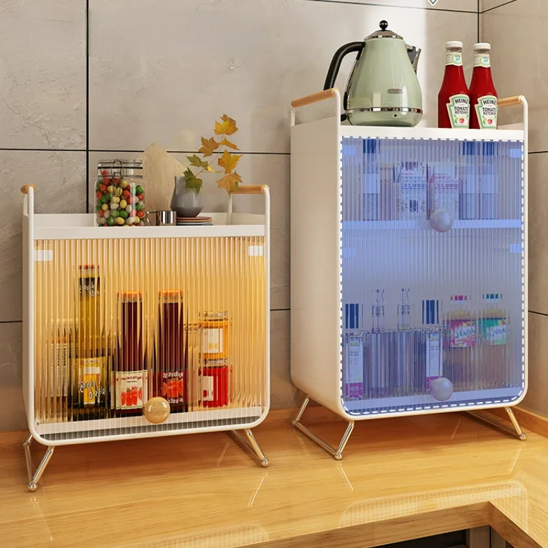 Multifunctional Kitchen Seasoning Rack, Door Induction Light, Table Top Organizer, Oil Salt Sauce Storage, Space-Saving Shelf